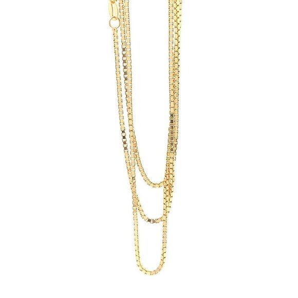 18K Gold Necklace Chain Box 20 inches Women Thin 3.23 grams - Picture 7 of 9